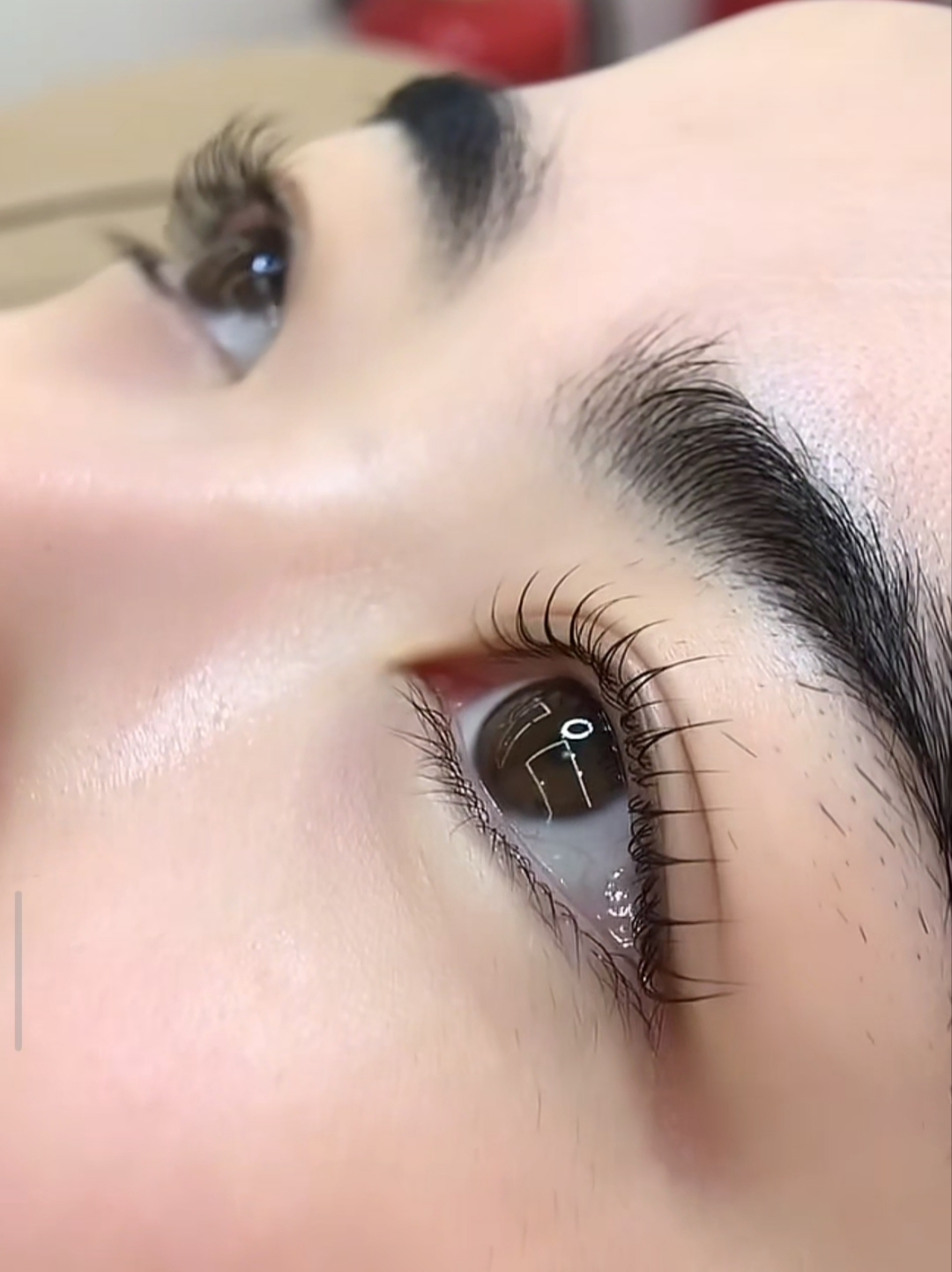 Beautiful lifted natural lashes from professional lash lift treatment